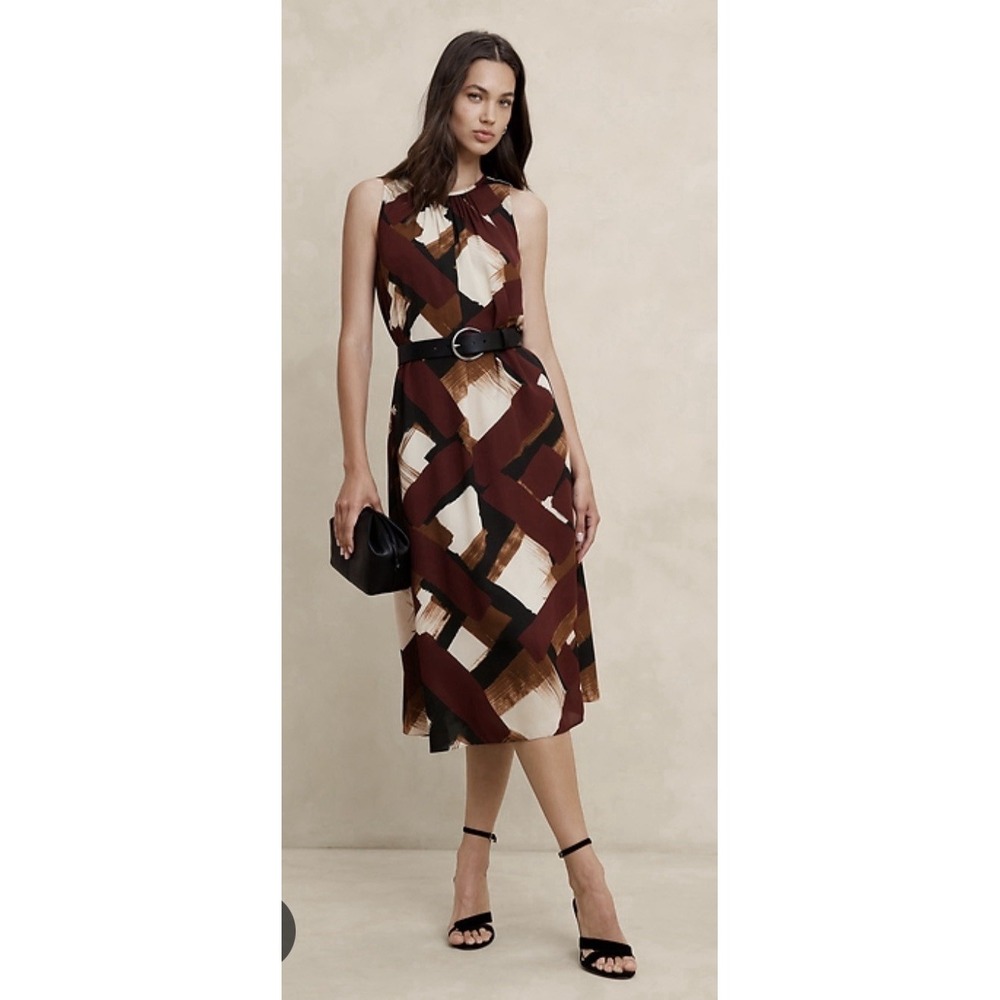 New $140 Banana Republic Factory Georgette Midi Shift Dress Small